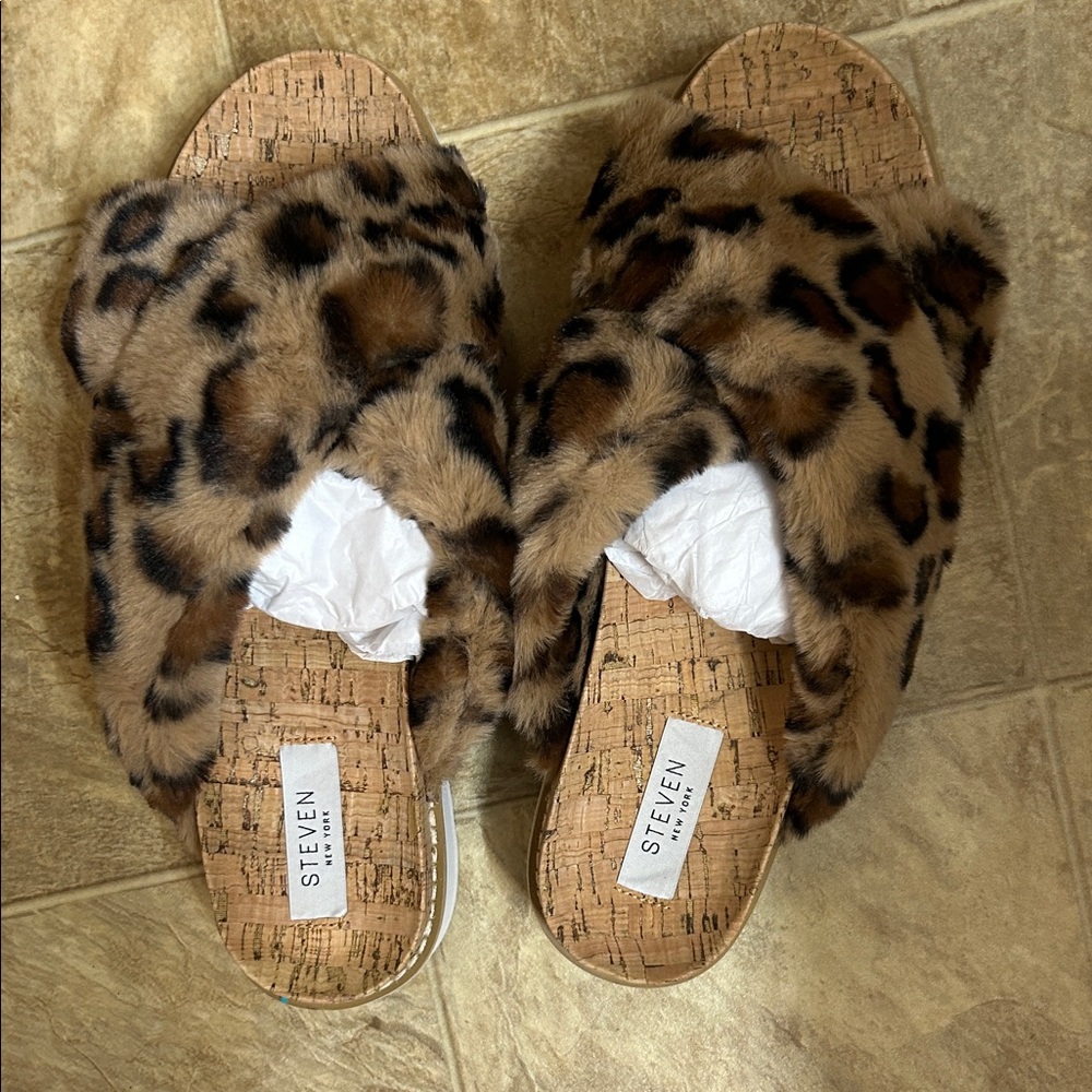 Steven by Steve Madden Brown Leopard Women's Slippers